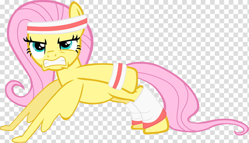 Fluttershy push-ups, yellow and pink Little Pony transparent background PNG clipart