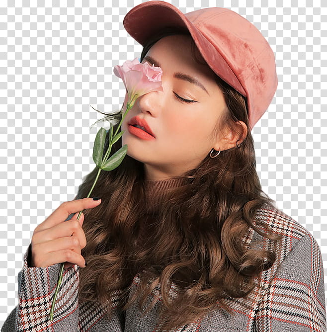Park Sora Model STYLENANDA, woman in orange cap transparent background PNG clipart