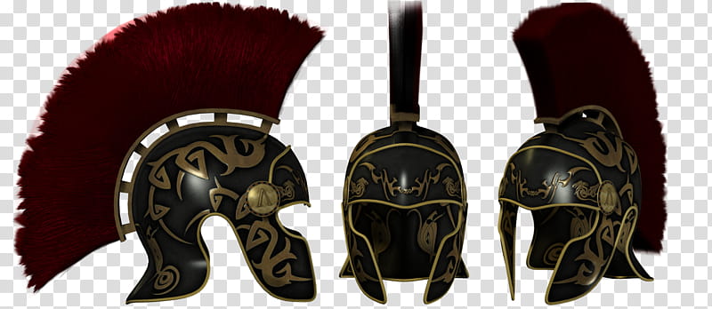 E S Helmet I, three black gladiator's helmets transparent background PNG clipart