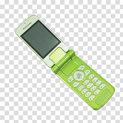 Objects, green and white Panasonic flip phone transparent background PNG clipart