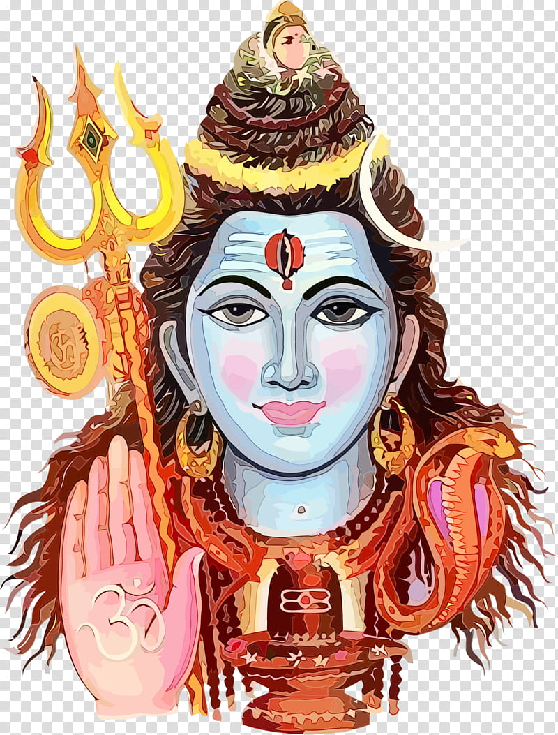 head mythology temple statue, Maha Shivaratri, Happy Shivaratri, Lord Shiva, Watercolor, Paint, Wet Ink transparent background PNG clipart