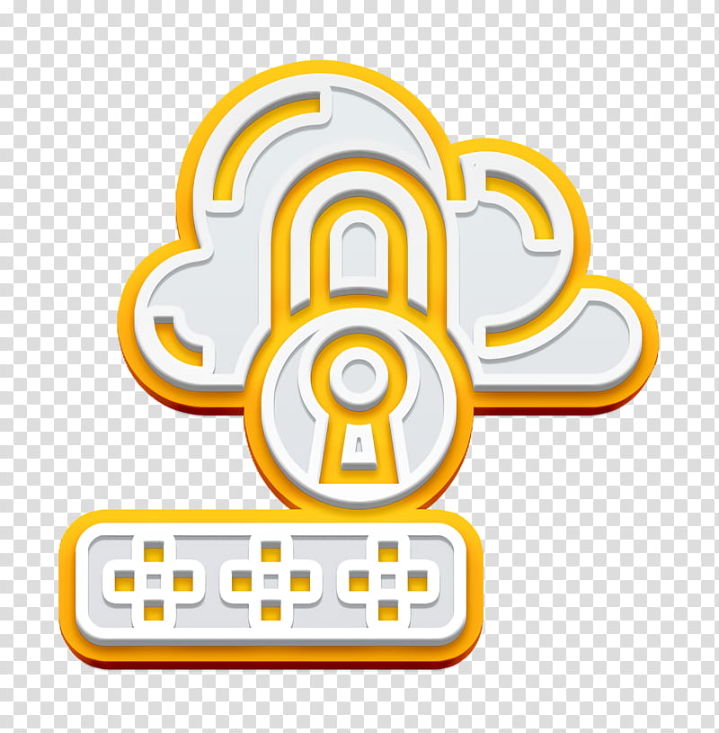 Cyber Crime icon Password icon Cloud password icon, Yellow, Text, Logo, Sticker, Symbol transparent background PNG clipart