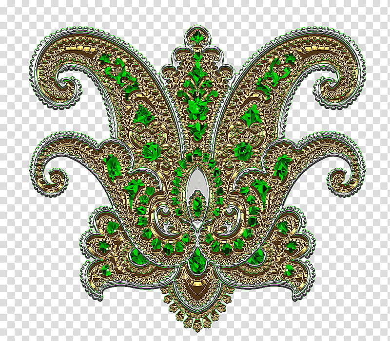 Motif, Jewellery, Ornament, Green, Headgear, Brooch, Visual Arts, Embroidery transparent background PNG clipart