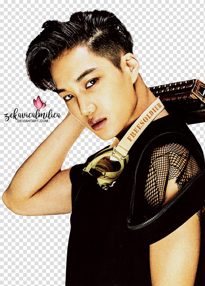 EXO Kai The Power Of Music, man black haired wearing black top transparent background PNG clipart