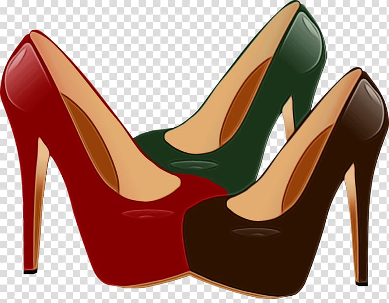 high heels footwear basic pump red leg, Watercolor, Paint, Wet Ink, Leather, Court Shoe transparent background PNG clipart