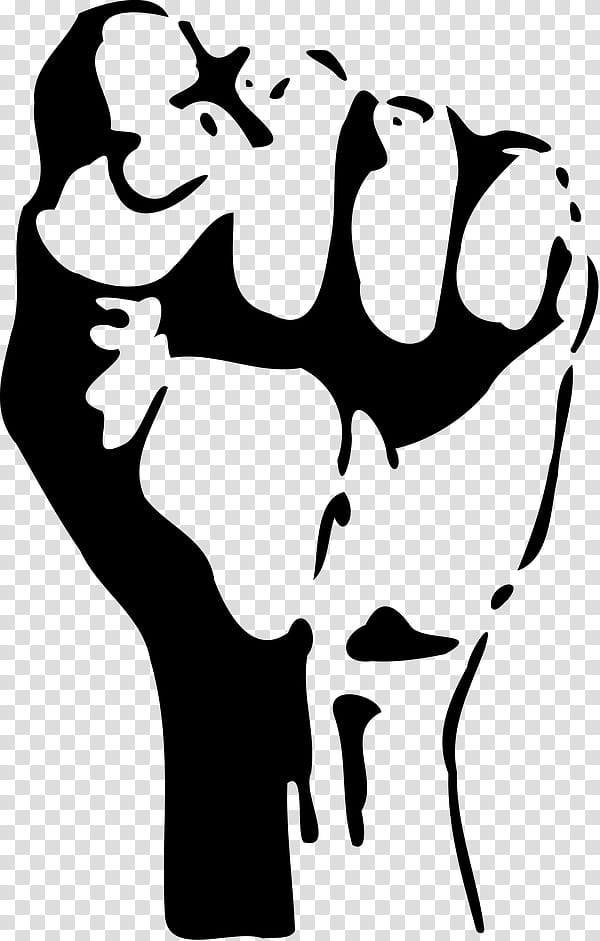 Raised Fist Blackandwhite, Fist Bump, Line Art, Stencil transparent background PNG clipart