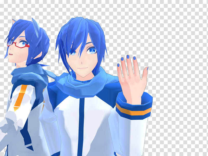 [MMD DL] Tda/YM Kaito . masculine/handsome edit, blue-haired male anime illustration transparent background PNG clipart
