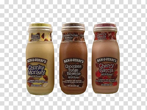 three Ben and Jerry's bottles transparent background PNG clipart