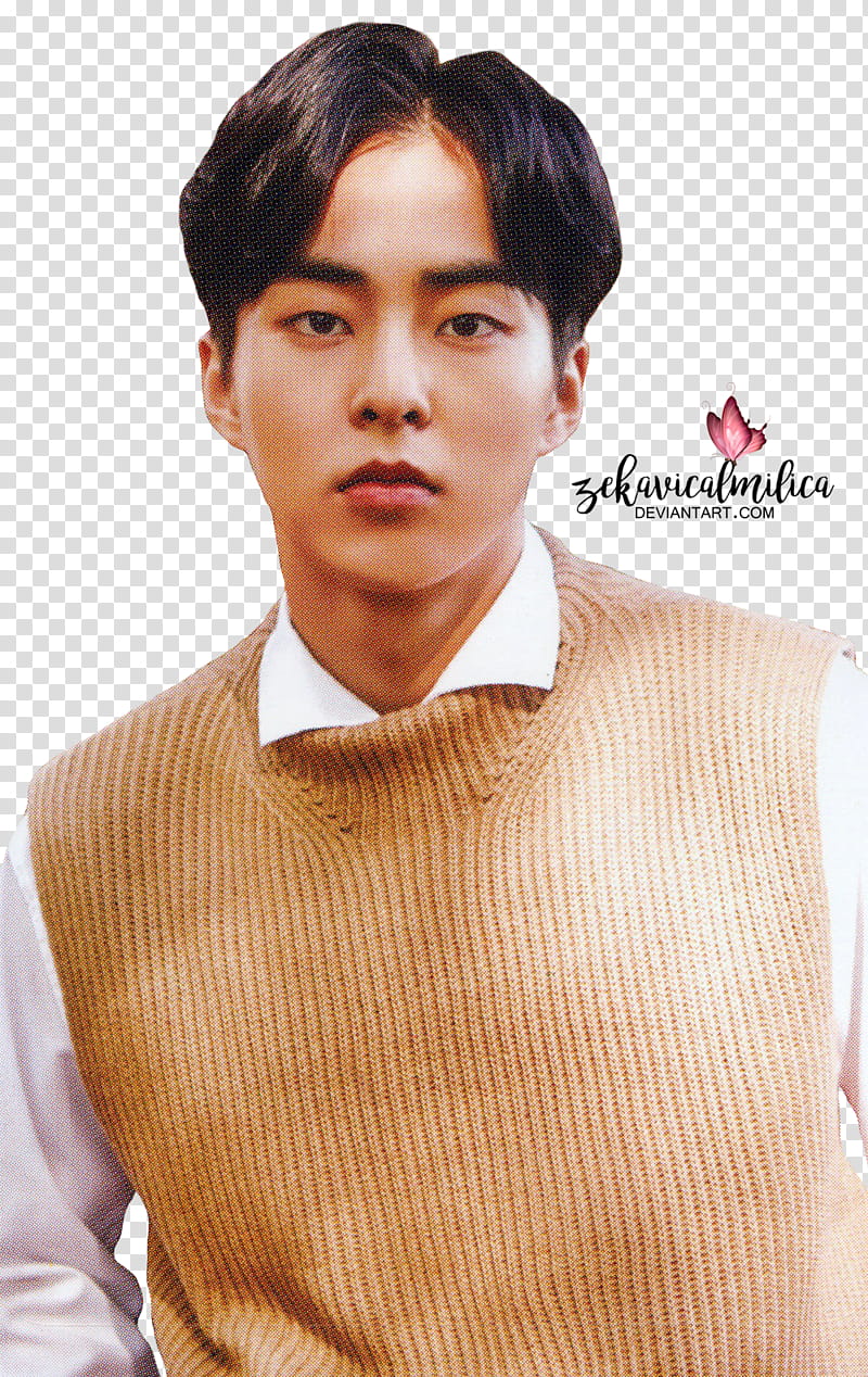 EXO Nature Republic, man wearing brown sweater and white dress shirt transparent background PNG clipart