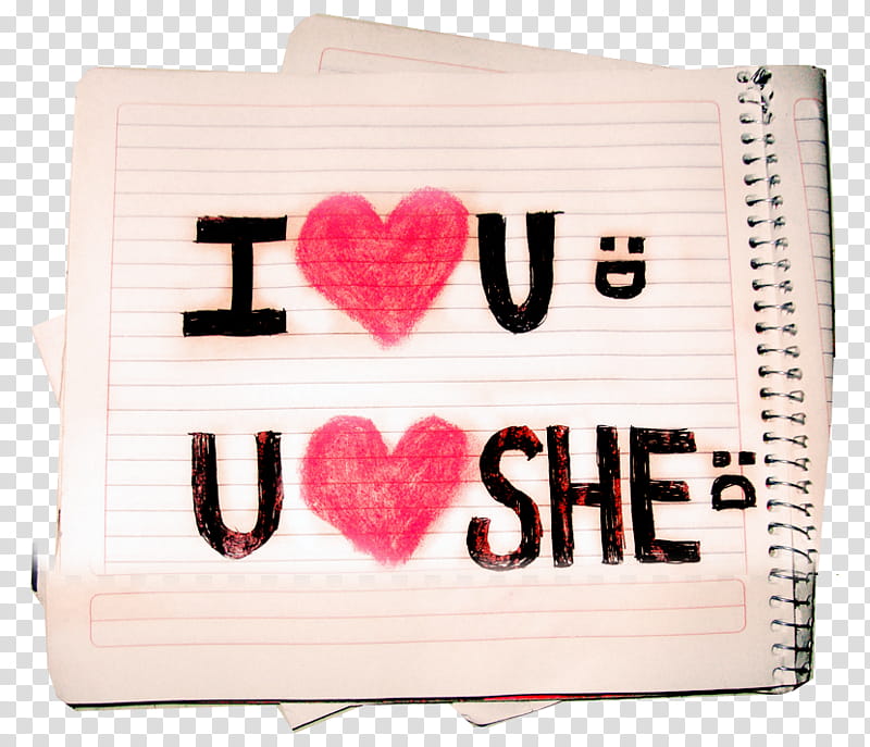 , i love you u love she painted paper spiral book cli part transparent background PNG clipart