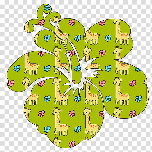 green and multicolored giraffe print flower illustration transparent background PNG clipart