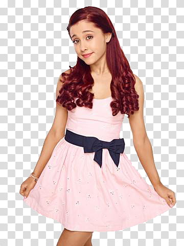 Sam y Cat LEE LA DESCRIPSION, Ariana Grande wearing pink skater dress transparent background PNG clipart