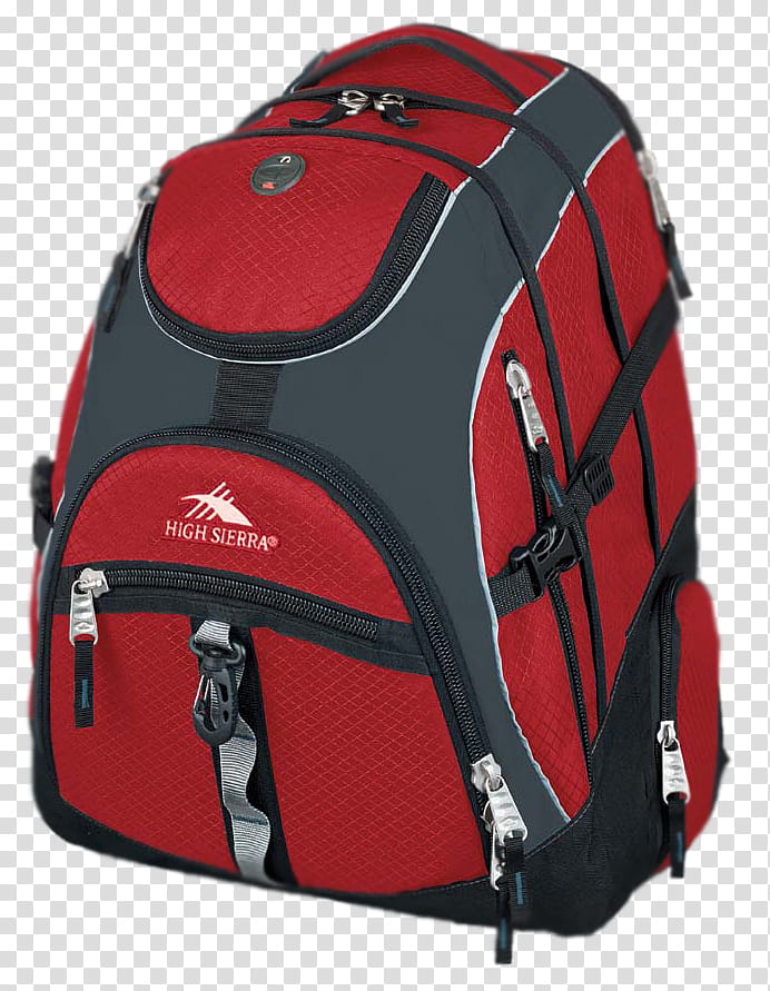 red and gray backpack transparent background PNG clipart