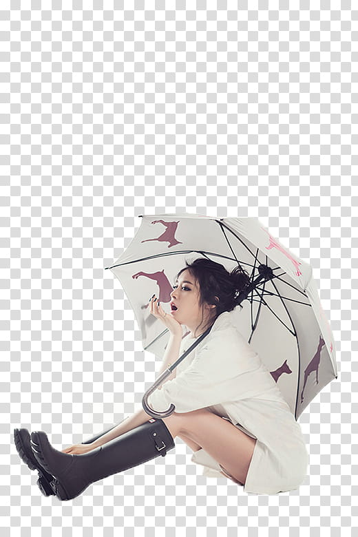  Ji Yeon, woman wearing white dress sitting while holding umbrella transparent background PNG clipart