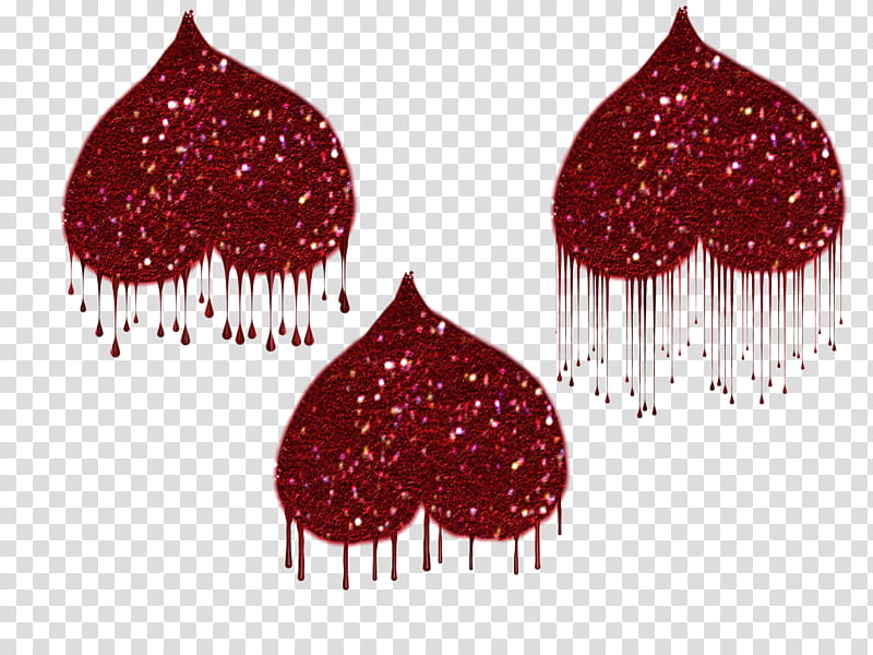 Dripping hearts, three red hearts transparent background PNG clipart