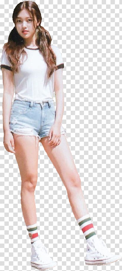 ODD EYE CIRCLE LOONA, woman wearing blue denim shorts transparent background PNG clipart