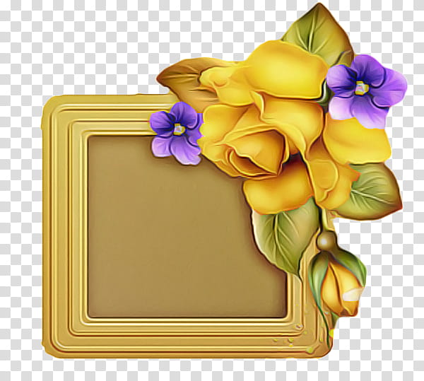 Floral Design Frame, Cut Flowers, Frames, Yellow, Violet, Petal, Family, Violaceae transparent background PNG clipart