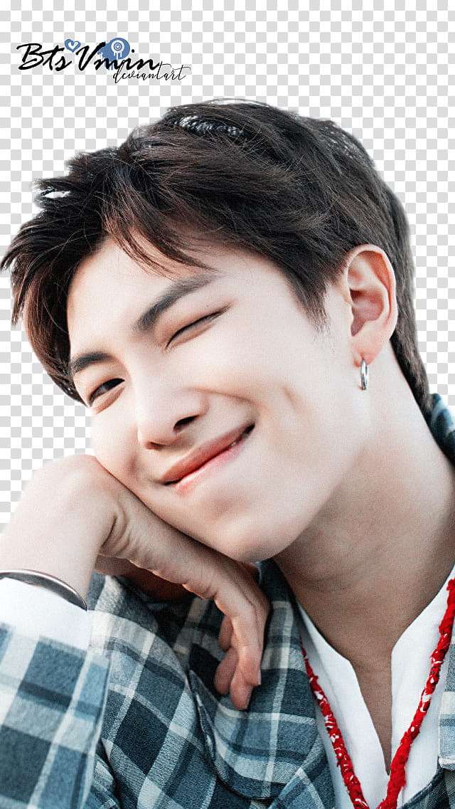 Kim Namjoon, smiling BTS Rap Monster transparent background PNG clipart