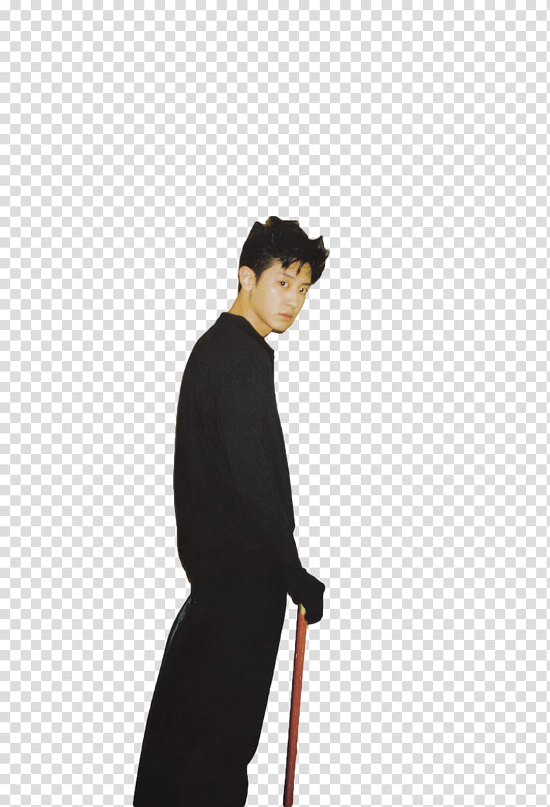 Chanyeol EXO, man wearing black robe holding stick transparent background PNG clipart