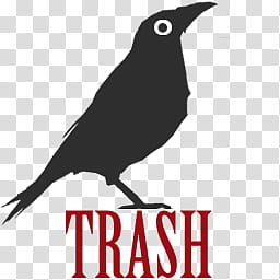 MysticCrow dock icons, TRASHFULL, gray crow with red 