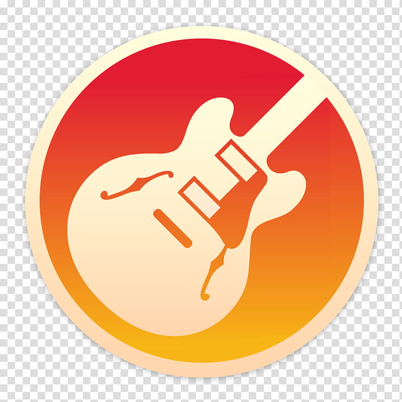 Flader  default icons for Apple app Mac os X, GarageBand v, orange and red electric guitar transparent background PNG clipart