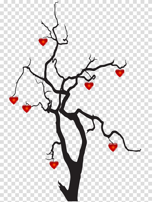 , red heart fruit withered tree illustration transparent background PNG clipart