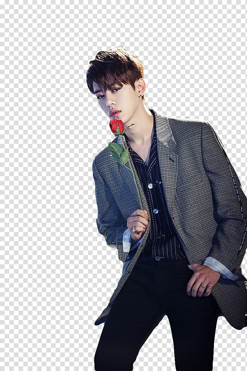 B A P ROSE Render , B.A.P Yongguk holding red rose transparent background PNG clipart