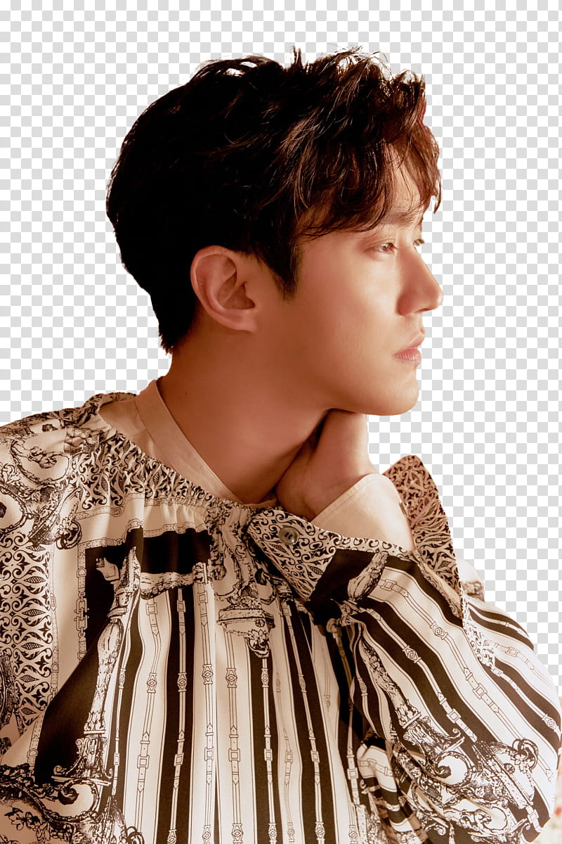SUPER JUNIOR LO SIENTO  , man wearing black and white striped shirt transparent background PNG clipart