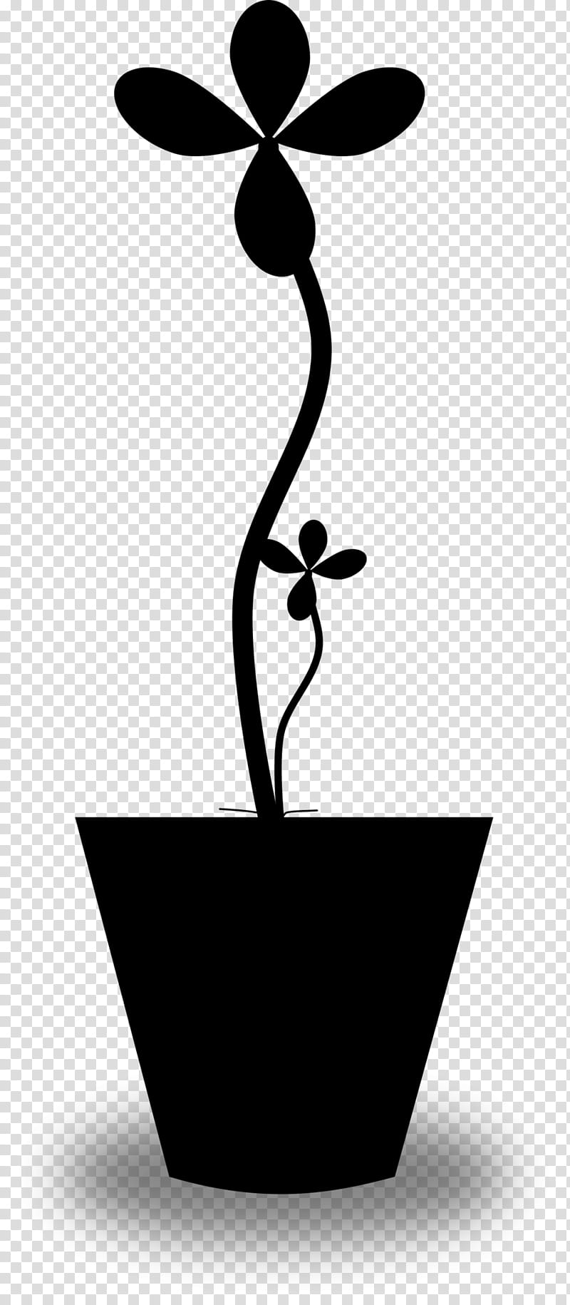 Silhouette Tree, Flower, Plants, Painting, Seedling, Tree Planting, Flowerpot, Blackandwhite transparent background PNG clipart