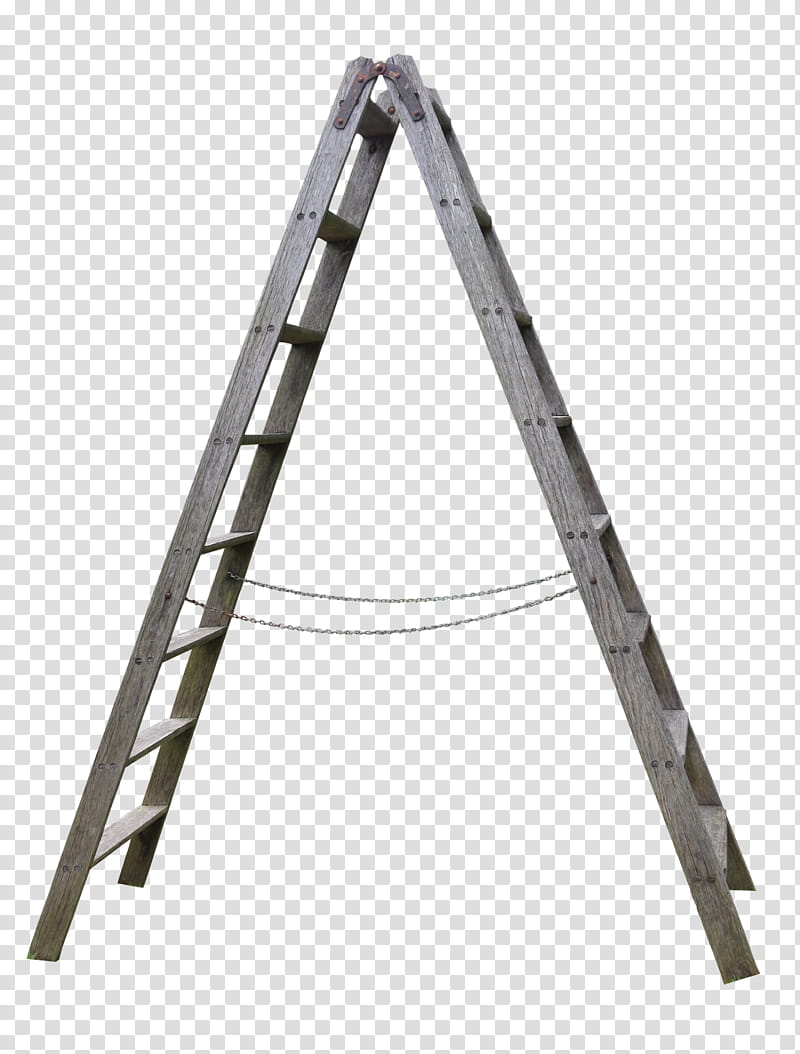 Old wooden ladder , grey metal ladder transparent background PNG clipart