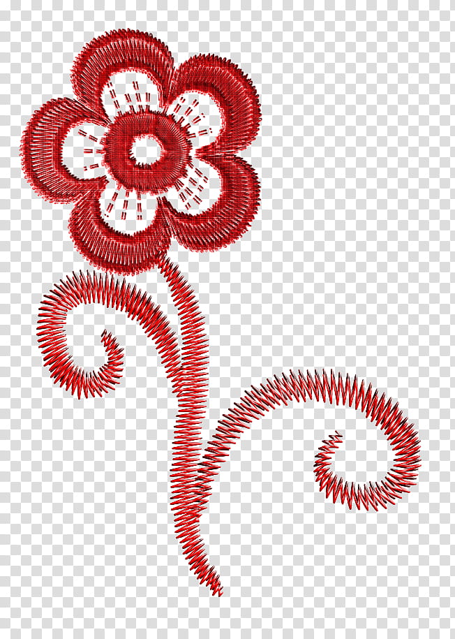 embroidery, red flower transparent background PNG clipart
