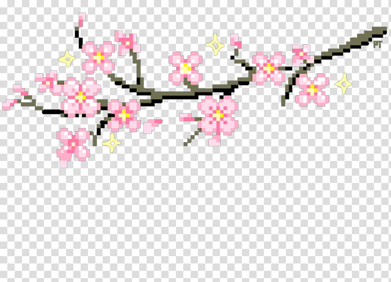 Kawaii Pixel Art, Aesthetics, Drawing, Cartoon, Tenor, Flower, Blossom, Cherry Blossom transparent background PNG clipart
