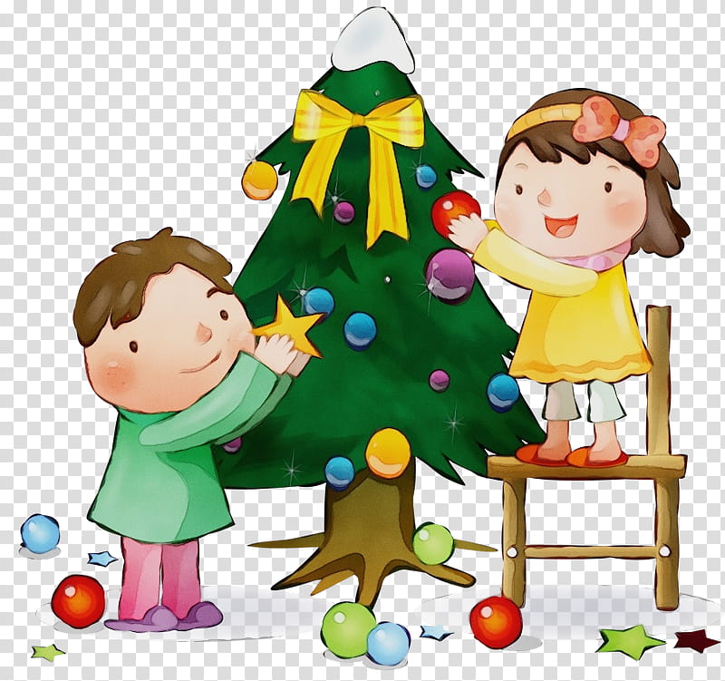 Christmas tree, Watercolor, Paint, Wet Ink, Cartoon, Playing With Kids, Child, Sharing transparent background PNG clipart