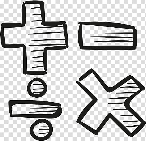 math symbols cartoon black and white