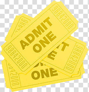 YELLOW, yellow Admit one tickets transparent background PNG clipart