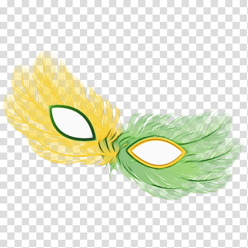 Background Green, Feather, Mask, Yellow, Costume, Costume Accessory, Headgear, Mardi Gras transparent background PNG clipart