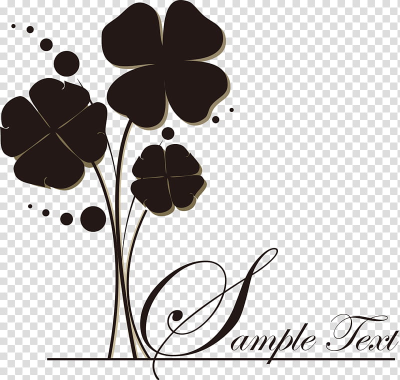 Black And White Flower, Fourleaf Clover, Dress, Saint Patricks Day, Shamrock, Flora, Plant, Black And White transparent background PNG clipart