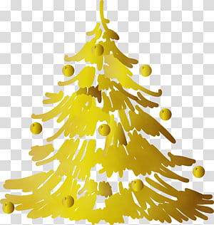 Christmas decoration, Christmas Tree, Watercolor, Paint, Wet Ink, Colorado Spruce, Oregon Pine, Yellow transparent background PNG clipart thumbnail