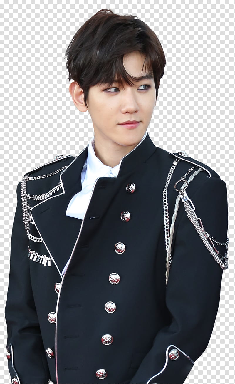 Baekhyun  Dream Concert , smiling man wearing black jacket transparent background PNG clipart