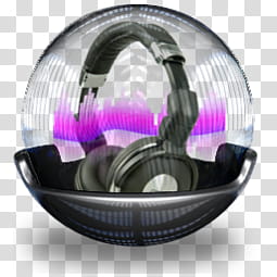 Sphere   , round clear glass ball with headphones transparent background PNG clipart