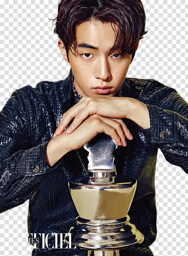 Nam Joo Hyuk, man wearing black leather long-sleeved top transparent background PNG clipart