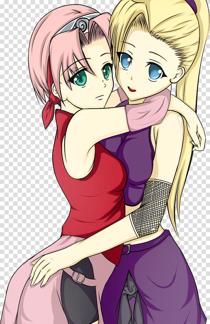 INOxSAKU-Color, Yamanaka Ino and Sakura from Naruto anime illustration transparent background PNG clipart