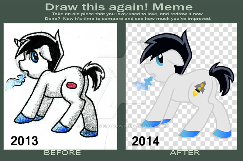 Danny Fenton pony redraw before and after meme transparent background PNG clipart