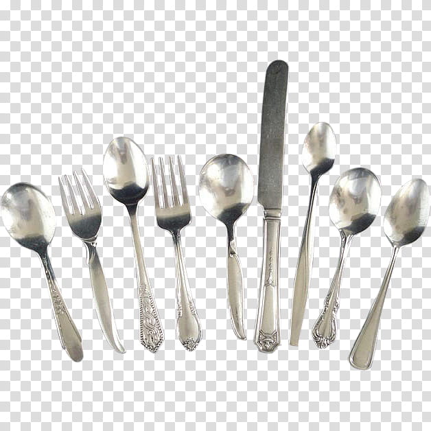Metal, Fork, Spoon, Cutlery, Knife, Lunt Silversmiths, Spork, Sterling Silver transparent background PNG clipart