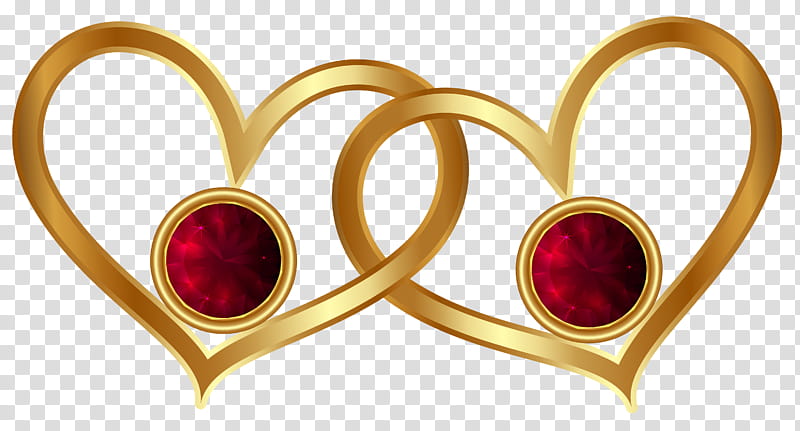 Golden Hearts with Red Diamonds  transparent background PNG clipart
