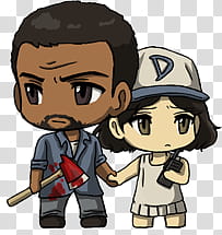 Walking Dead Lee and Clem Chibis transparent background PNG clipart