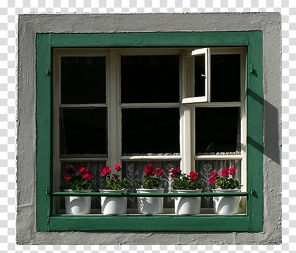 glass and wood, opened window with flower plants transparent background PNG clipart