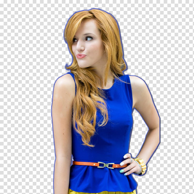 Bella Thorne, woman in blue sleeveless top transparent background PNG clipart