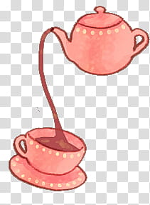 Watchers, pink teapot pouring on teacup transparent background PNG clipart