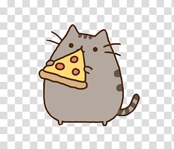 Pusheen, pusheen cat eating pizza sticker transparent background PNG clipart